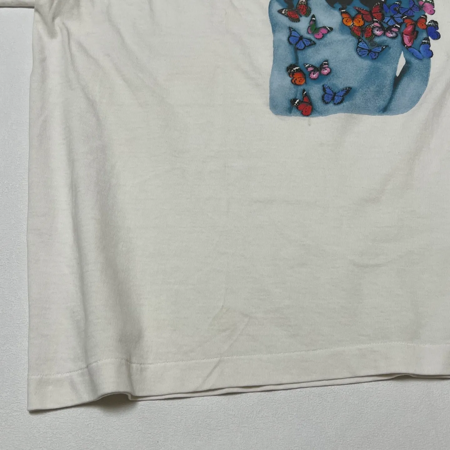 SAINT Mxxxxxx VANITY SS TEE/WHT Jesus Butterfly Print Short Sleeve Off-White S-XL Cylindrical No Side Seam Fabric 220g High Weight OE Yarn ⚠️Note: It is almost meaningless if it is not a cylindrical fabric Customized main mark/wash mark/little angel anti-counterfeiting label Original-level printing factory Top purchasing level